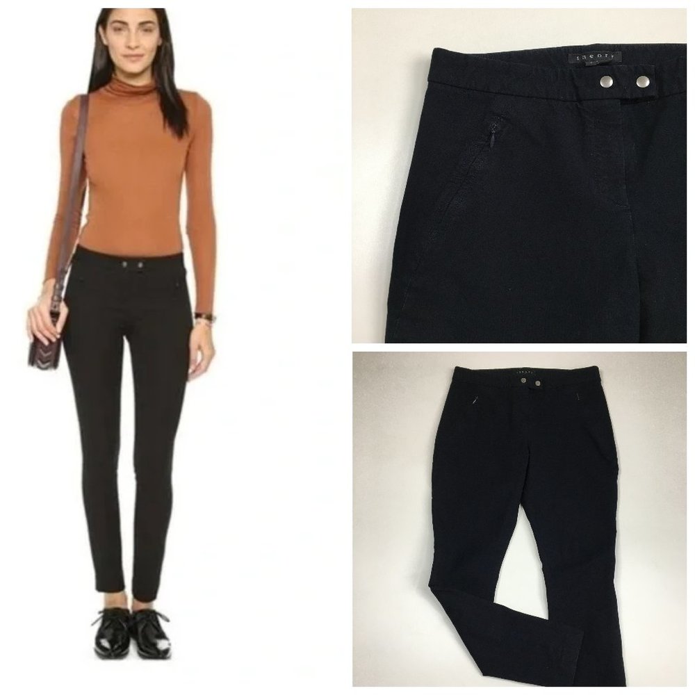 THEORY Black ADALWEEN JETTY Zip Pockets Slim Fit Ankle/Crop Dress Pant